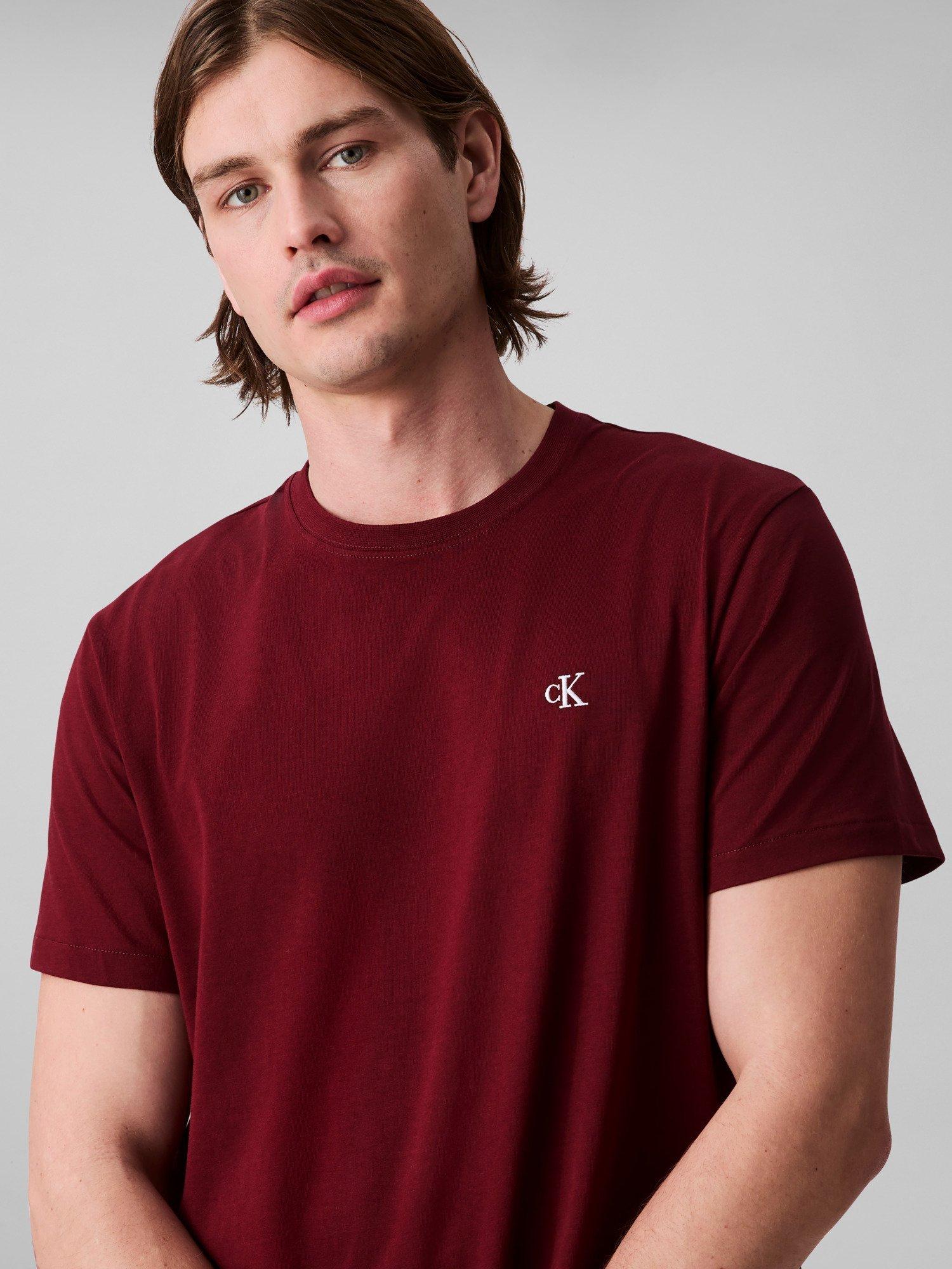 Product image 4 of 5, which shows Calvin Klein Cotton Monogram Short Sleeve Crew Neck T-Shirt, Deep Rouge, L