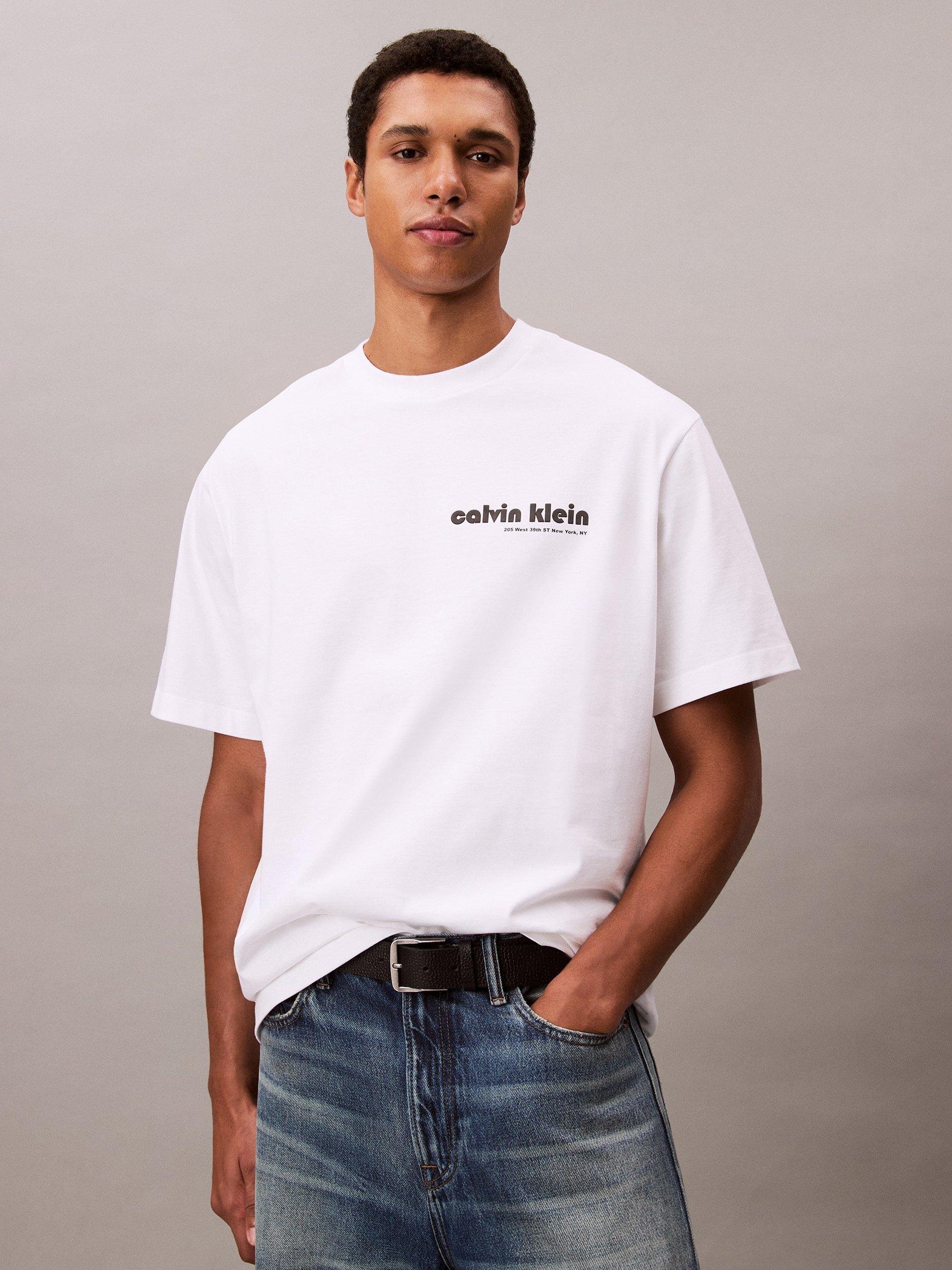 Product image 1 of 6, which shows Calvin Klein Cotton Short Sleeve Crew Neck T-Shirt, Brilliant White, L