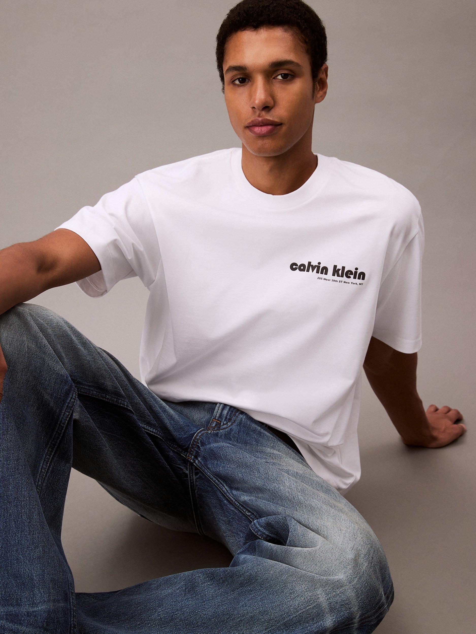 Product image 5 of 6, which shows Calvin Klein Cotton Short Sleeve Crew Neck T-Shirt, Brilliant White, L