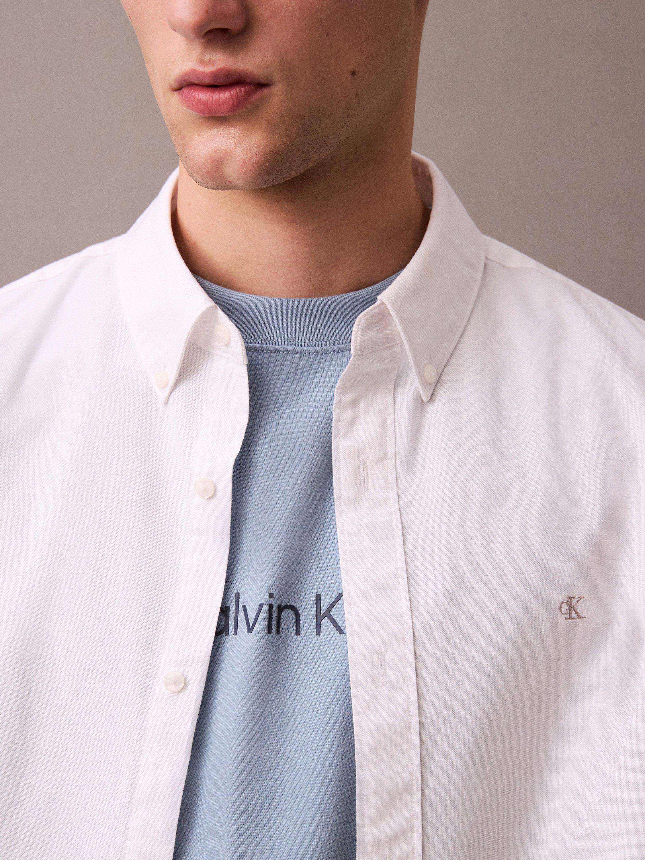 Product image 5 of 5, which shows Calvin Klein Cotton Blend Classic Oxford Long Sleeve Shirt, Brilliant White, L
