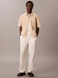 Calvin Klein Cotton Relaxed Short Sleeve Collar Shirt, White Pepper