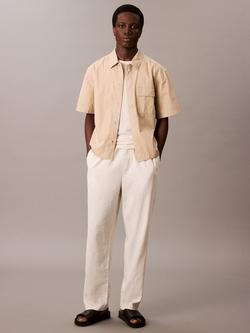 Calvin Klein Cotton Relaxed Short Sleeve Collar Shirt, White Pepper - view 2, White Pepper