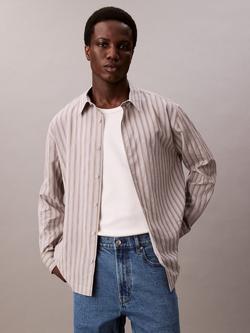 Calvin Klein Stripe Long Sleeve Button Shirt, Moonstruck, Moonstruck