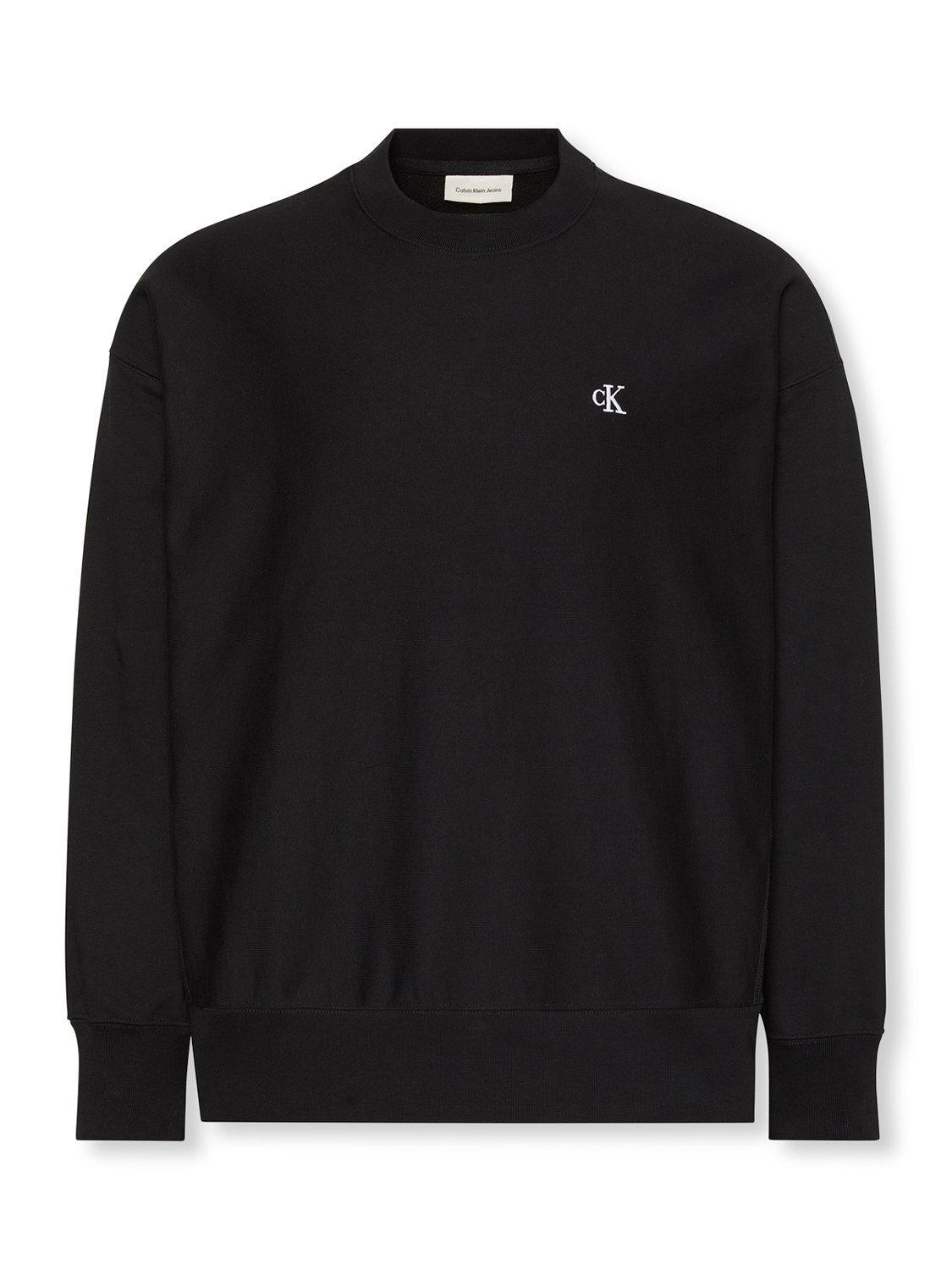 Product image 7 of 7, which shows Calvin Klein Terry Cotton Blend Crew Neck Sweatshirt, Black, L