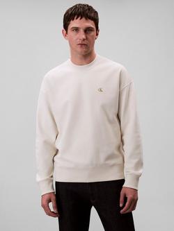 Calvin Klein Terry Cotton Blend Crew Neck Sweatshirt, Tofu, Tofu