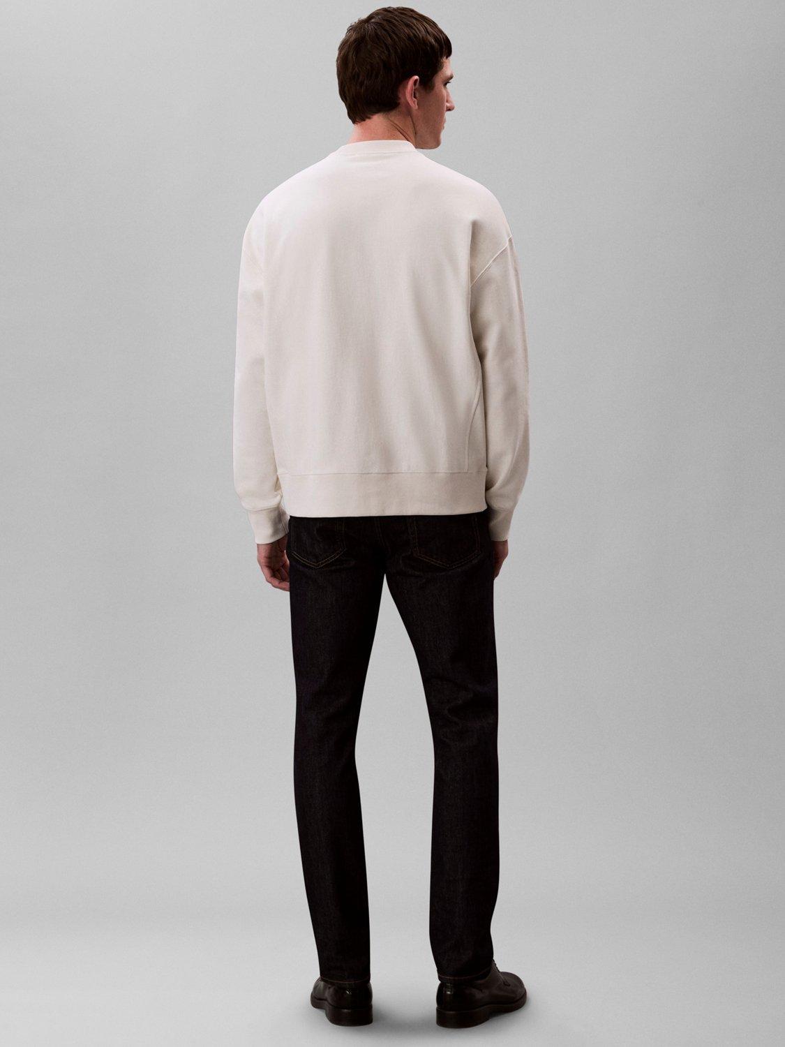 Product image 2 of 5, which shows Calvin Klein Terry Cotton Blend Crew Neck Sweatshirt, Tofu, S