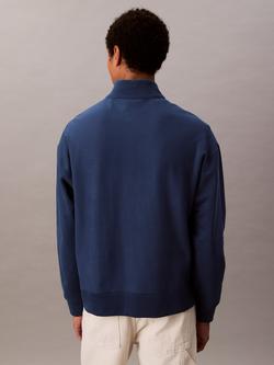 Calvin Klein Terry Cotton Blend Zip Neck Sweatshirt, Blue Jean - view 2, Blue Jean