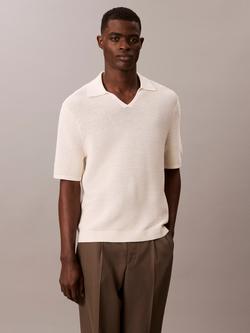 Calvin Klein Snowy Tech Knit Short Sleeve Jumper, Tofu, Tofu