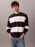 Calvin Klein Stripe Crew Neck Long Sleeve Jumper, Night Sky