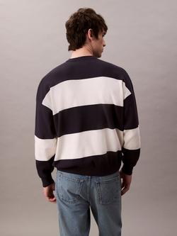 Calvin Klein Stripe Crew Neck Long Sleeve Jumper, Night Sky - view 2, Night Sky