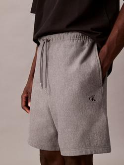 Calvin Klein Terry Cotton Blend Chino Drawstring Shorts, Medium Grey Heather
