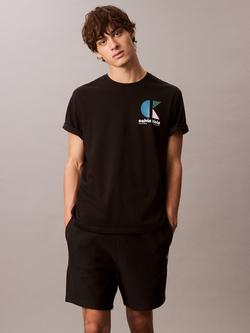 Calvin Klein Terry Cotton Blend Chino Drawstring Shorts, Black, Black