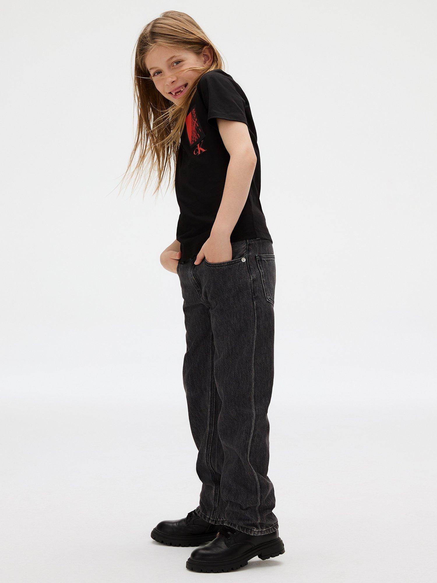 Product image 4 of 5, which shows Calvin Klein Kids' Logo Short Sleeve T-Shirt, Black, 10 years