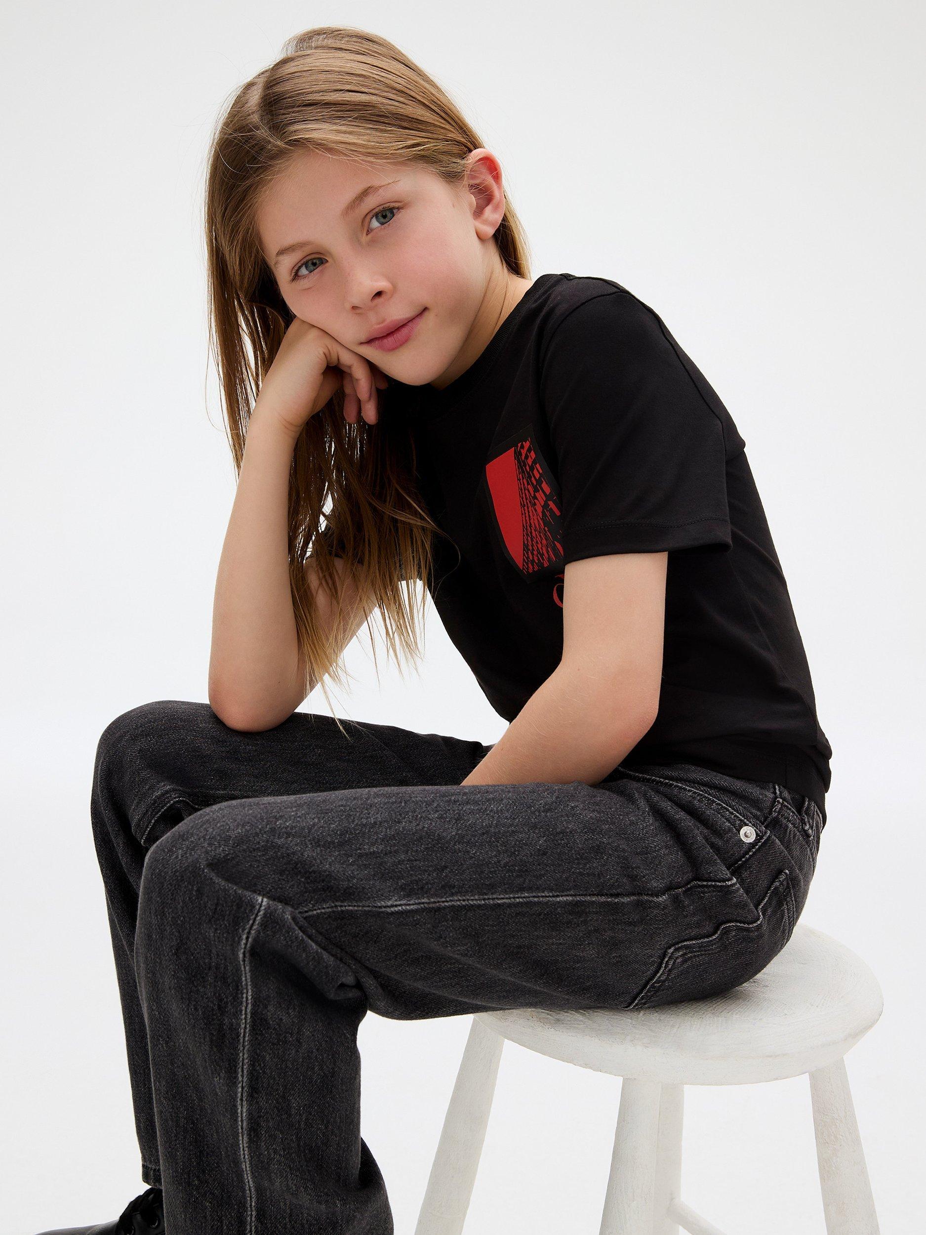 Product image 5 of 5, which shows Calvin Klein Kids' Logo Short Sleeve T-Shirt, Black, 10 years