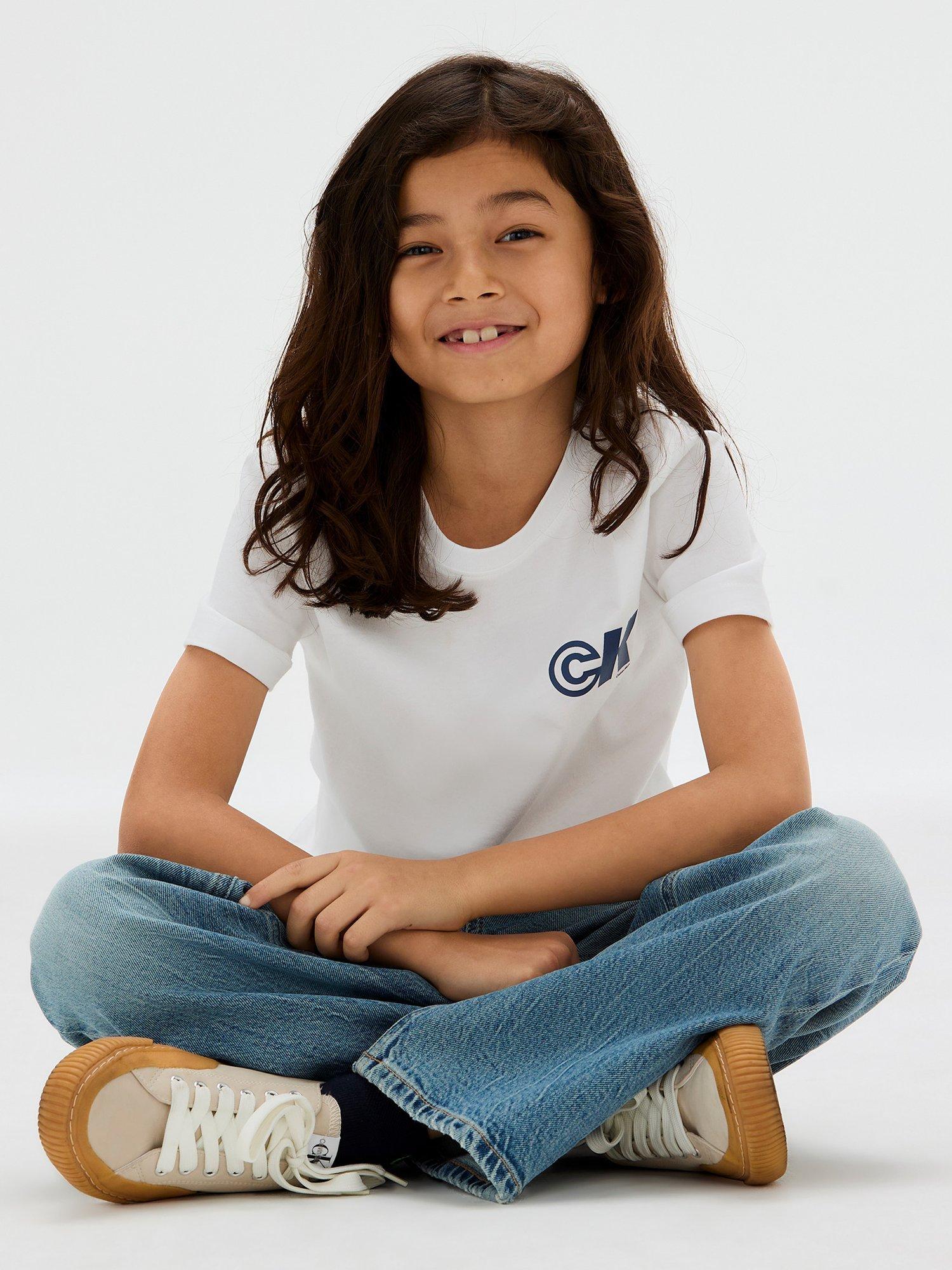 Product image 5 of 5, which shows Calvin Klein Kids' Logo Short Sleeve T-Shirt, Bright White, 10 years