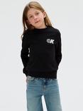 Calvin Klein Kids' Terry Cotton Crew Neck Sweatshirt, Ck Black