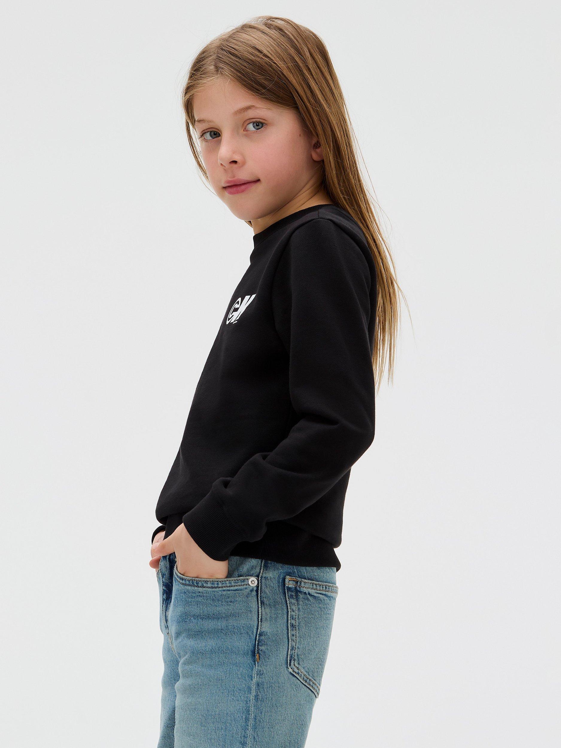 Product image 4 of 5, which shows Calvin Klein Kids' Terry Cotton Crew Neck Sweatshirt, Ck Black, 10 years