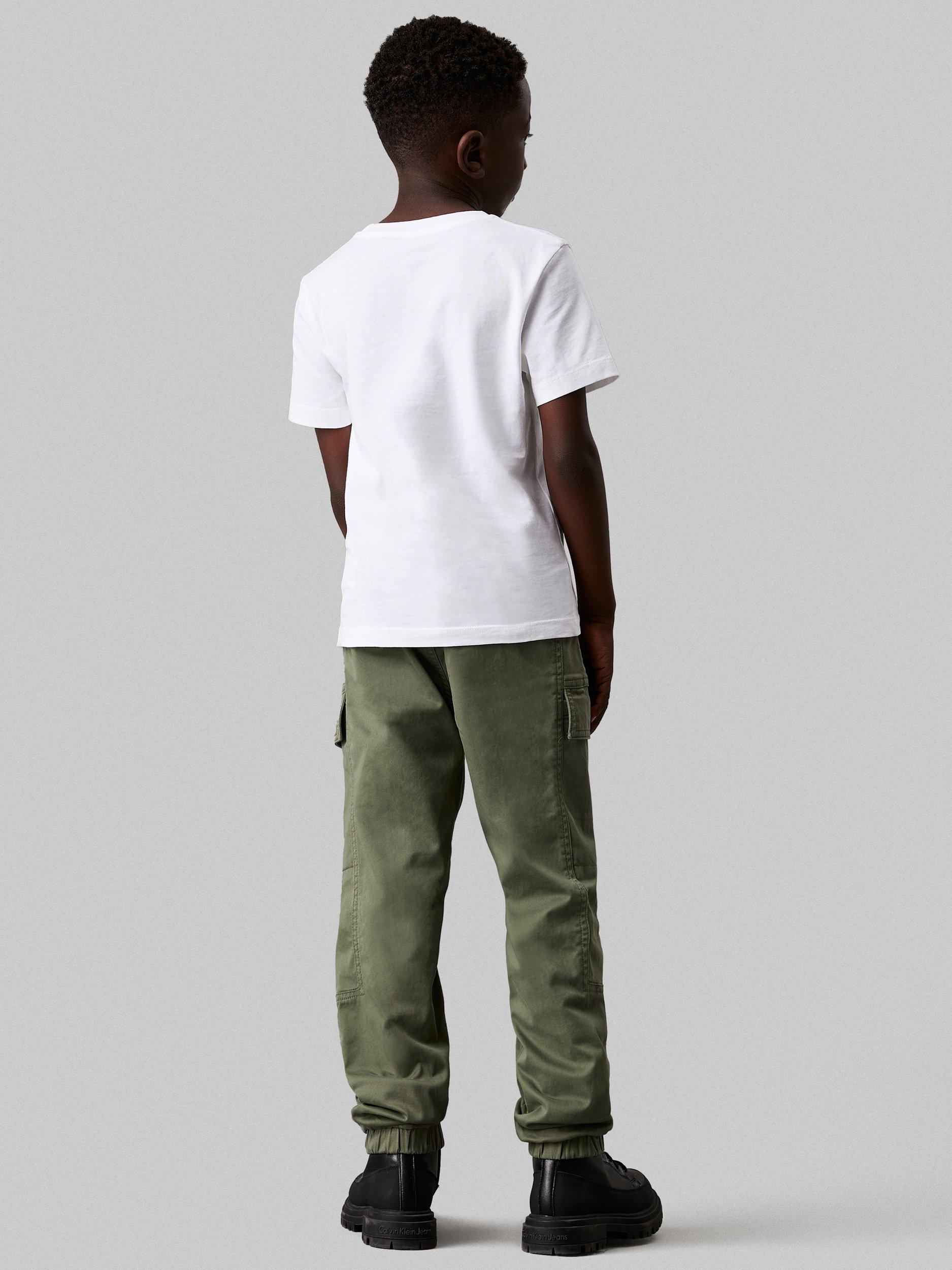 Product image 2 of 4, which shows Calvin Klein Kids' Cargo Trousers, Dusty Olive, 10 years
