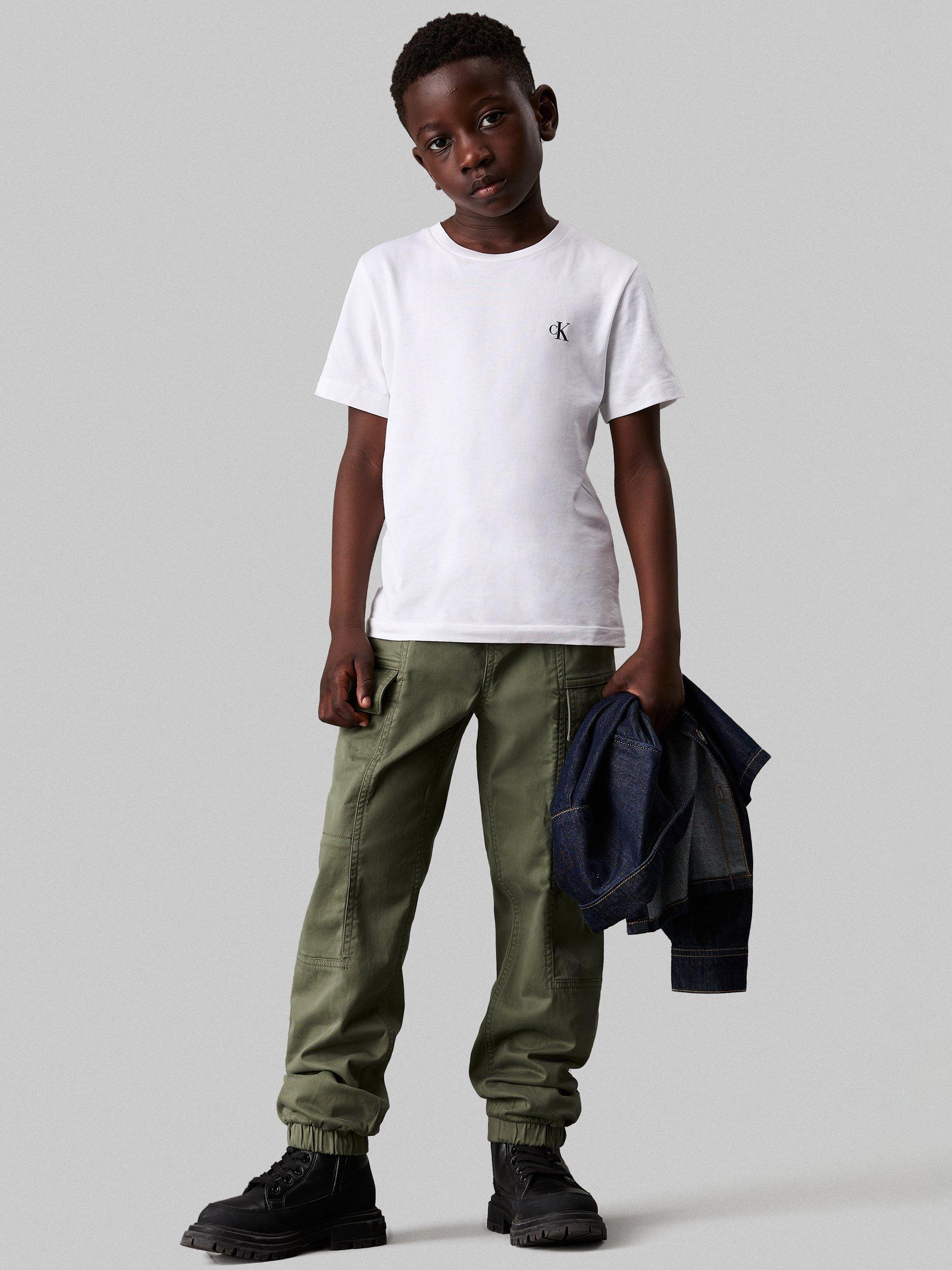 Product image 3 of 4, which shows Calvin Klein Kids' Cargo Trousers, Dusty Olive, 10 years