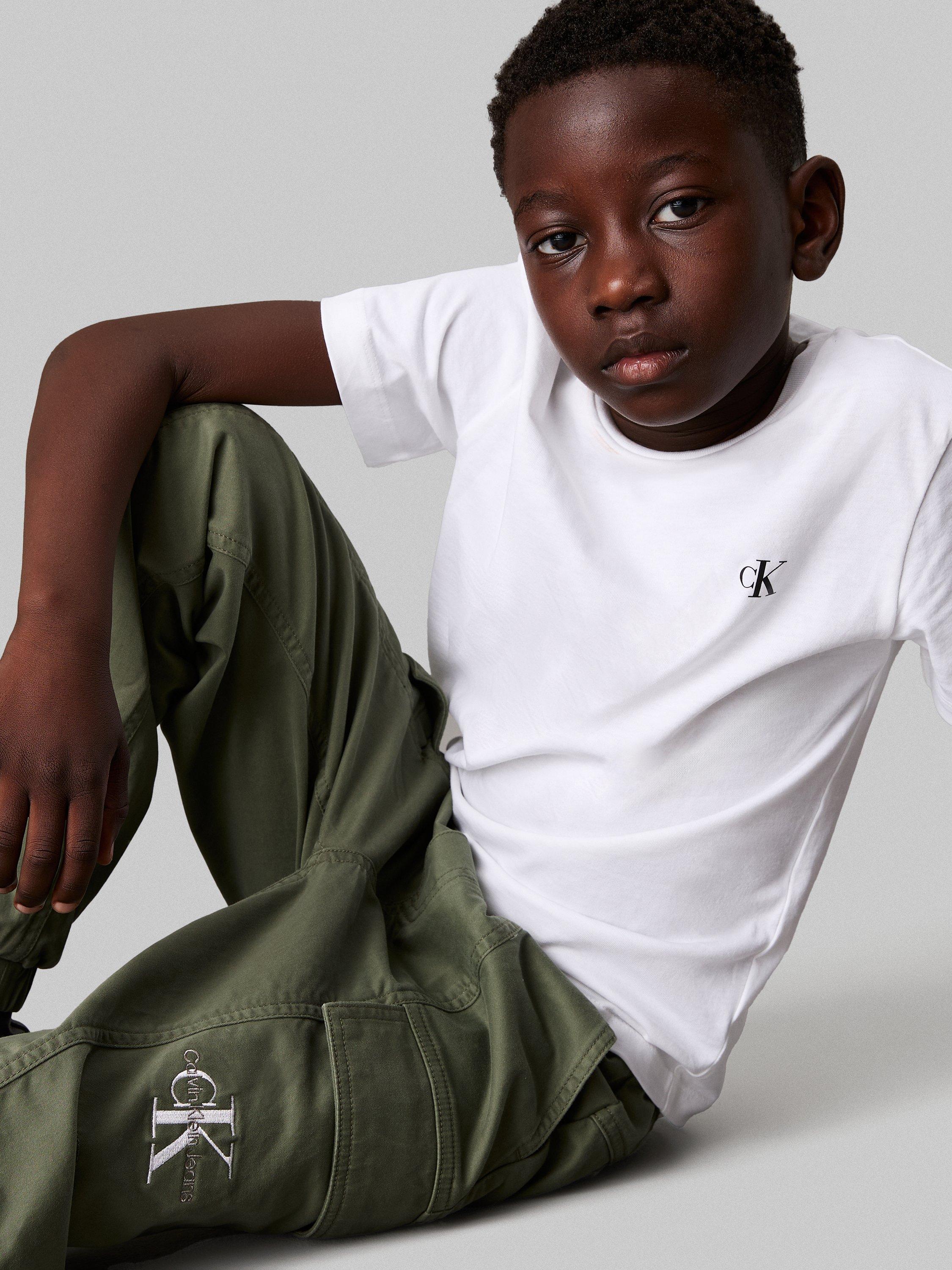 Product image 4 of 4, which shows Calvin Klein Kids' Cargo Trousers, Dusty Olive, 10 years