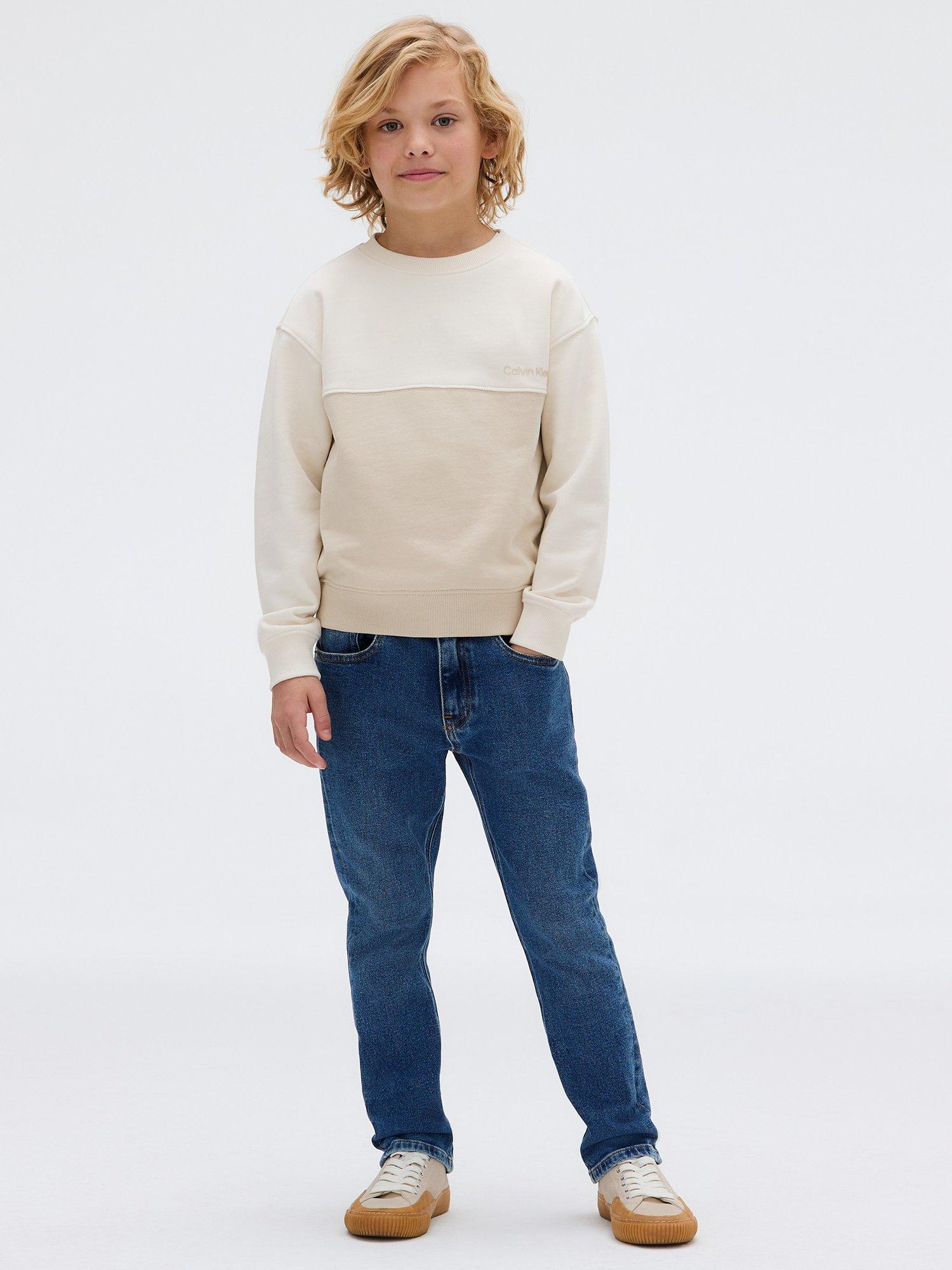 Product image 3 of 5, which shows Calvin Klein Kids' Straight Dad Jeans, Authentic Stone Blue, 10 years