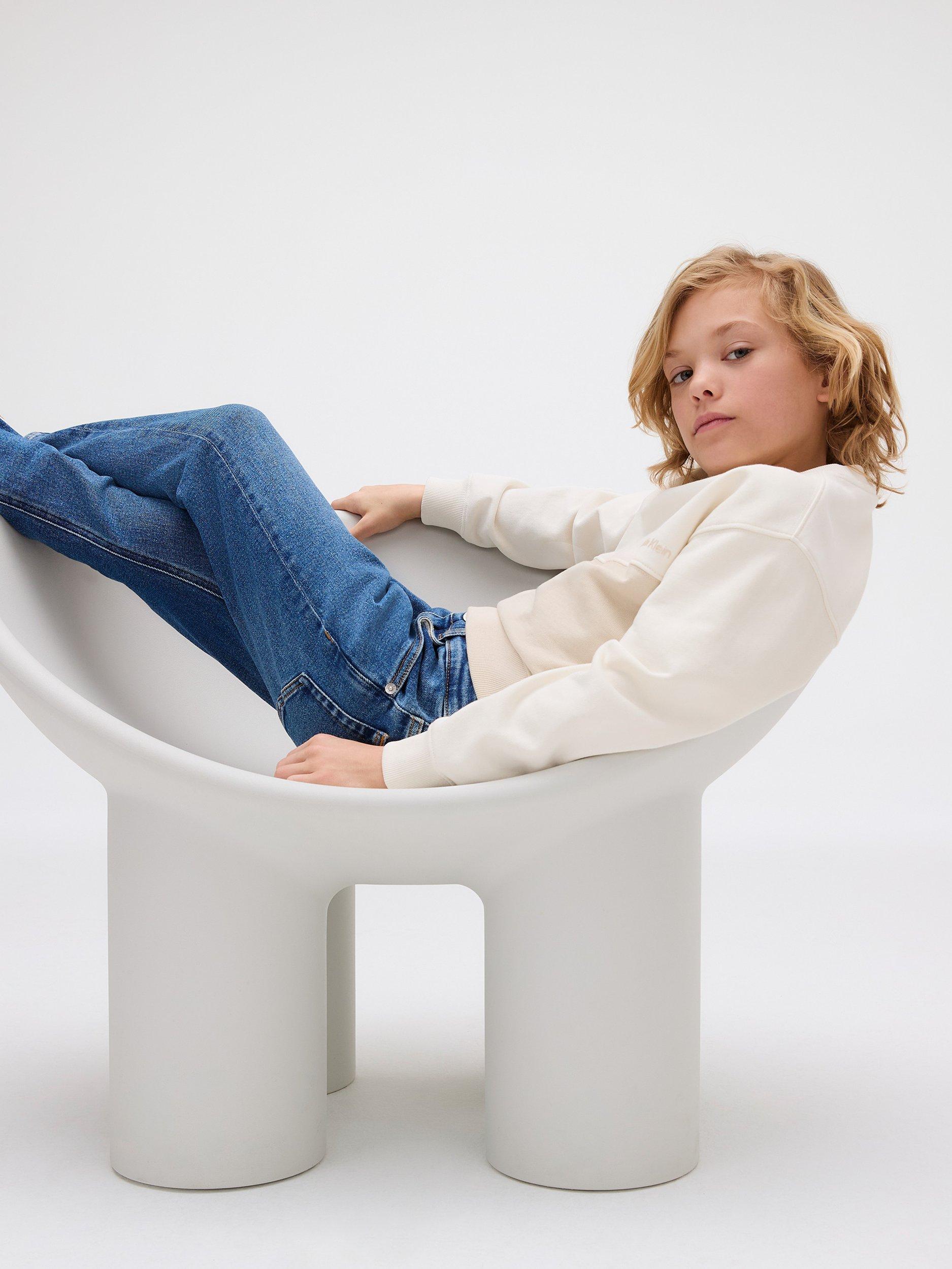 Product image 5 of 5, which shows Calvin Klein Kids' Straight Dad Jeans, Authentic Stone Blue, 10 years