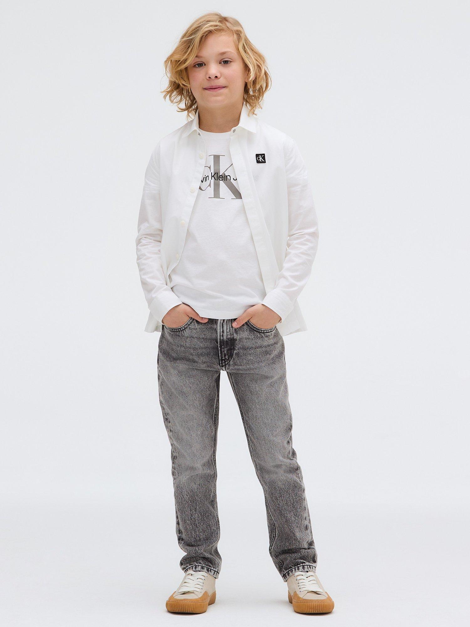 Product image 3 of 5, which shows Calvin Klein Kids' Straight Dad Jeans, Modern Grey, 10 years