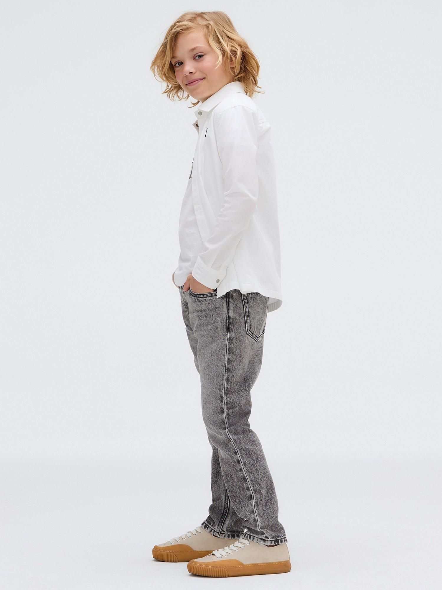 Product image 4 of 5, which shows Calvin Klein Kids' Straight Dad Jeans, Modern Grey, 10 years