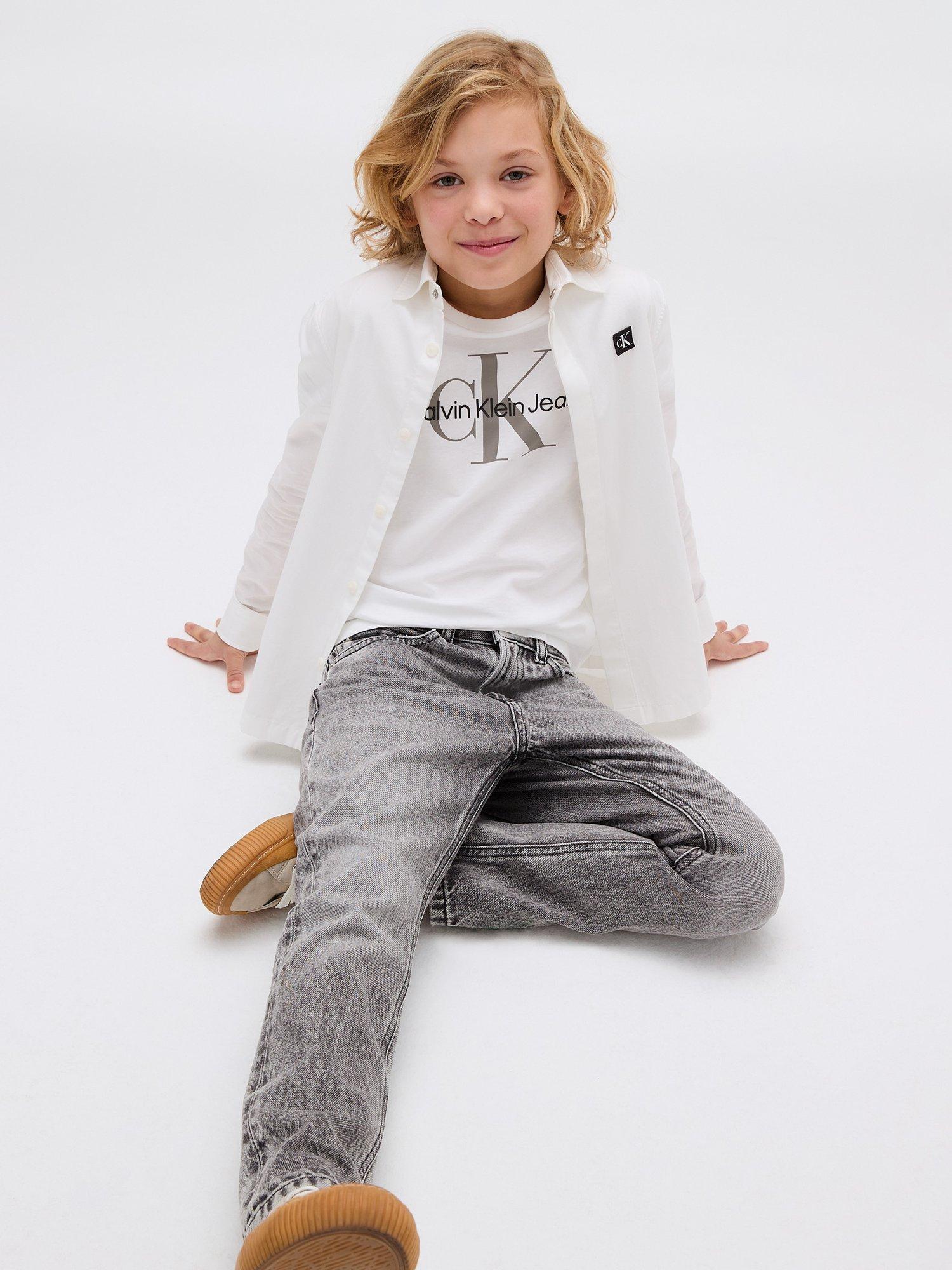 Product image 5 of 5, which shows Calvin Klein Kids' Straight Dad Jeans, Modern Grey, 10 years
