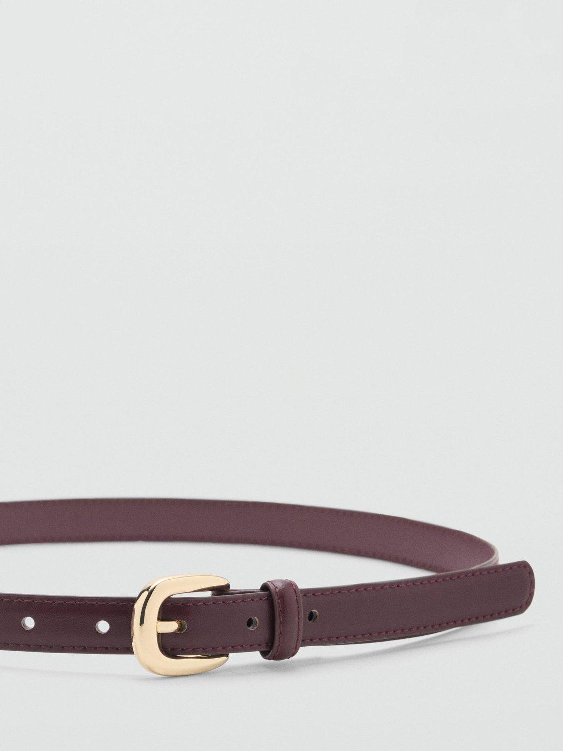 Product image 2 of 4, which shows Mango Nico Faux Leather Belt, Dark Red, L