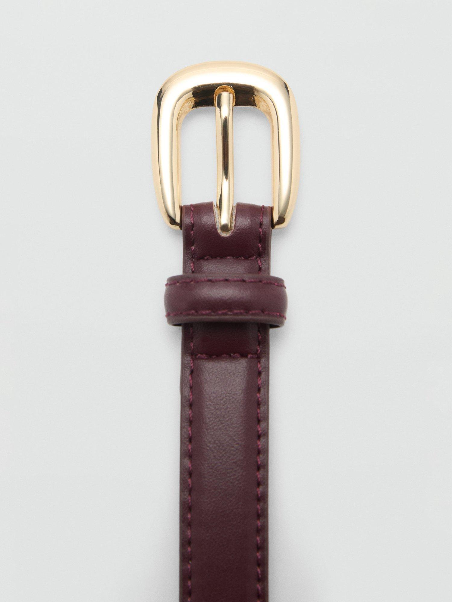 Product image 3 of 4, which shows Mango Nico Faux Leather Belt, Dark Red, L
