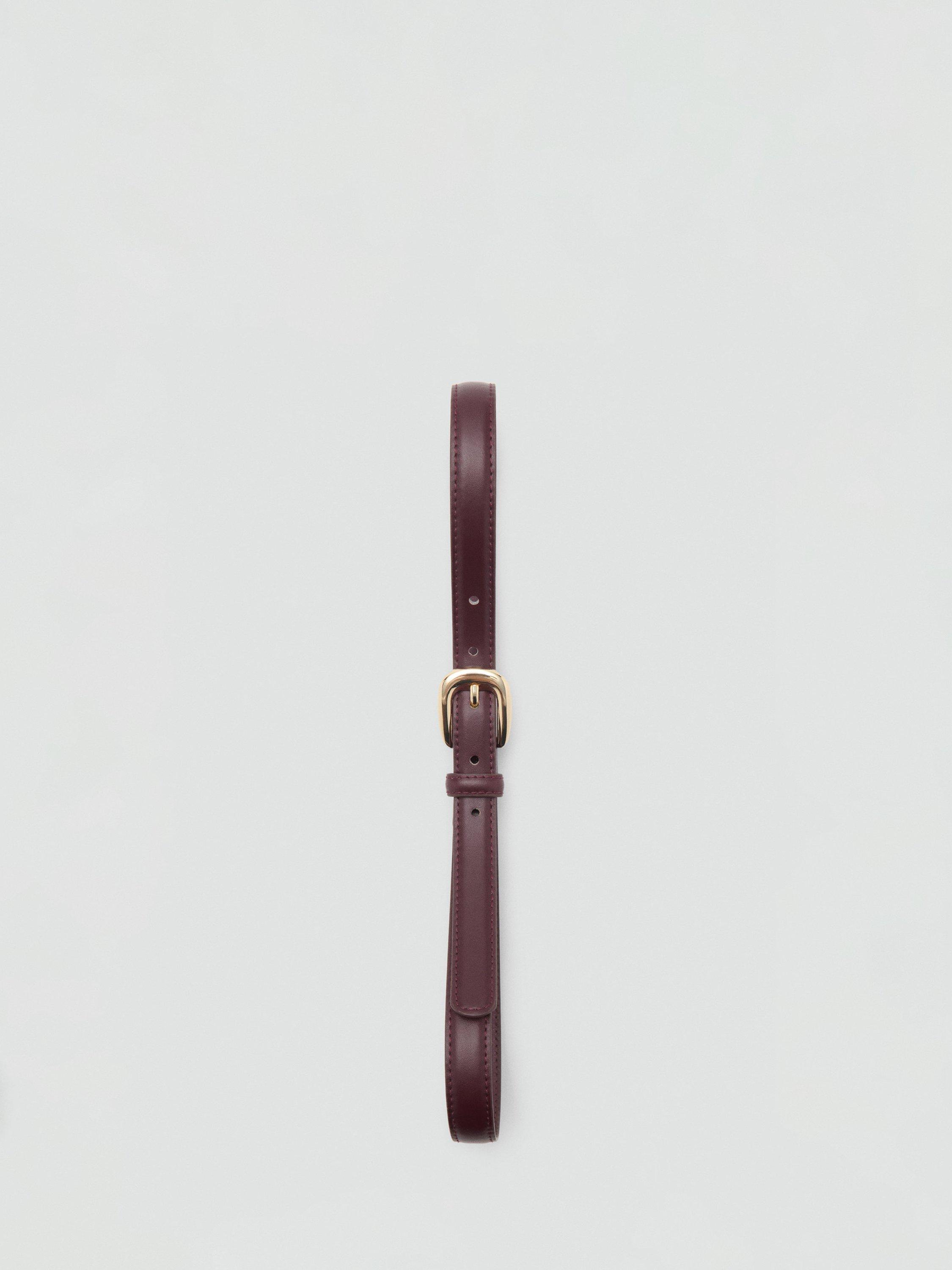 Product image 4 of 4, which shows Mango Nico Faux Leather Belt, Dark Red, L