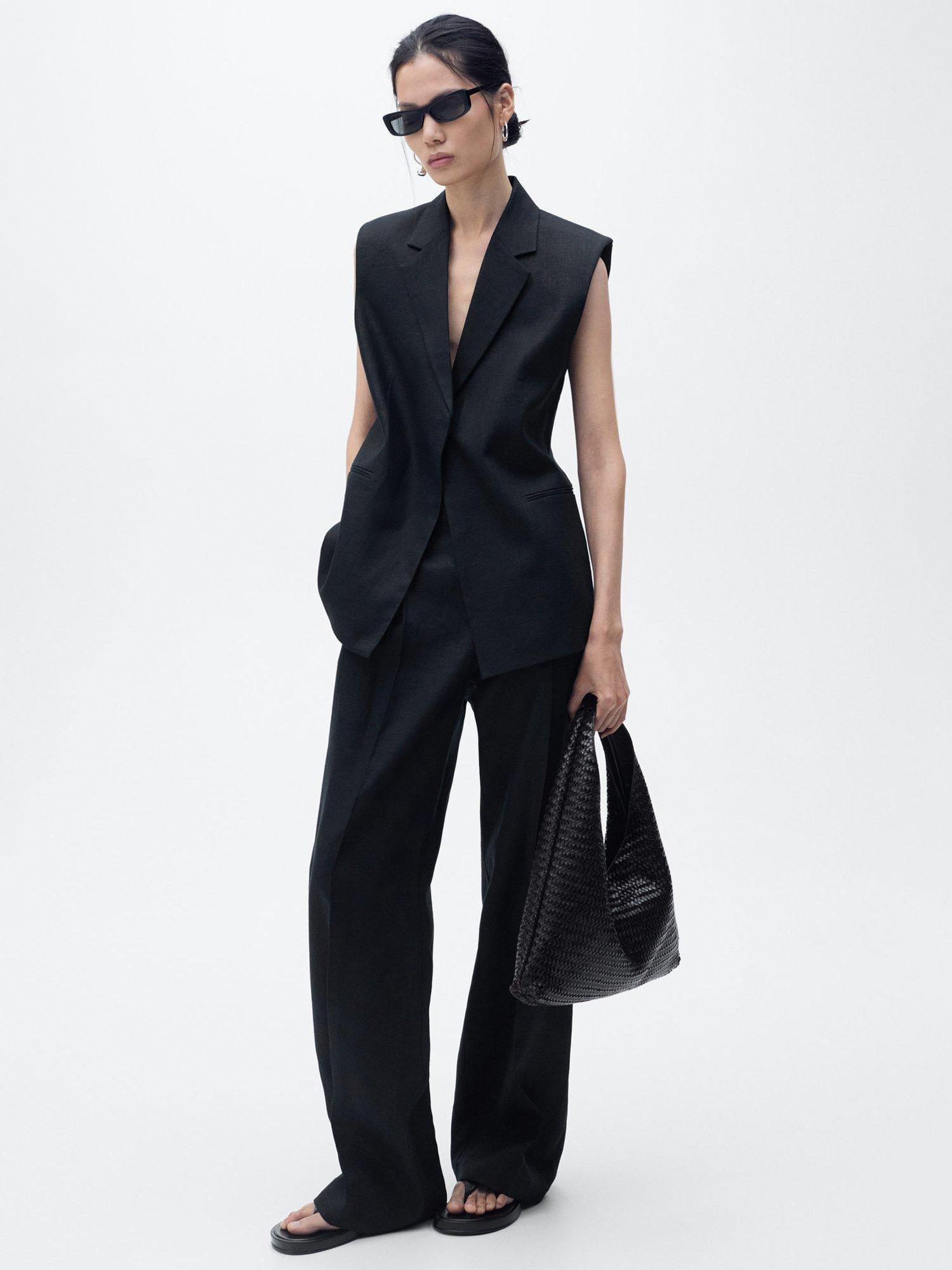 Product image 2 of 8, which shows Mango Boreli Tailored Sleeveless Blazer, Black, S