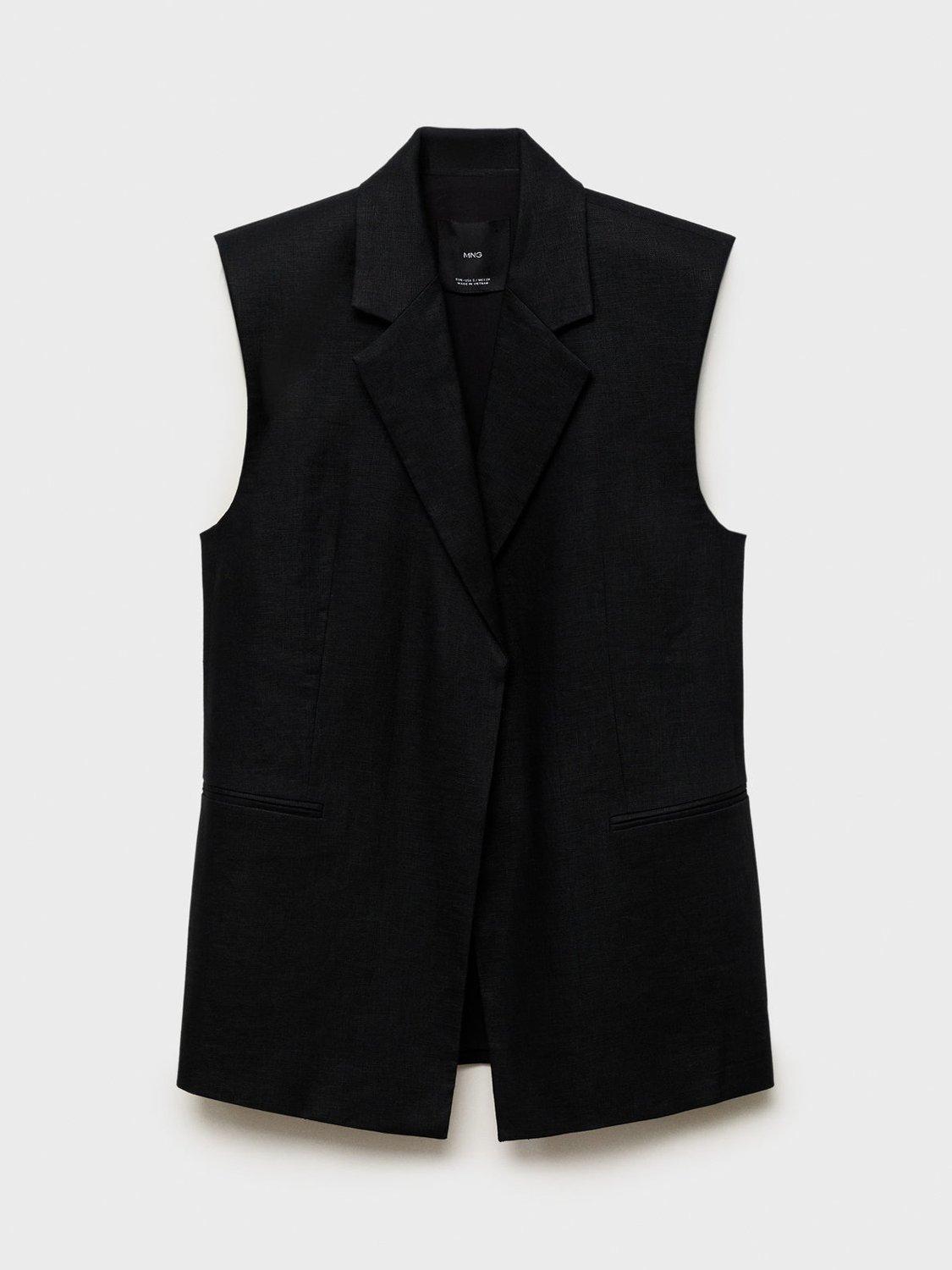 Product image 3 of 8, which shows Mango Boreli Tailored Sleeveless Blazer, Black, S