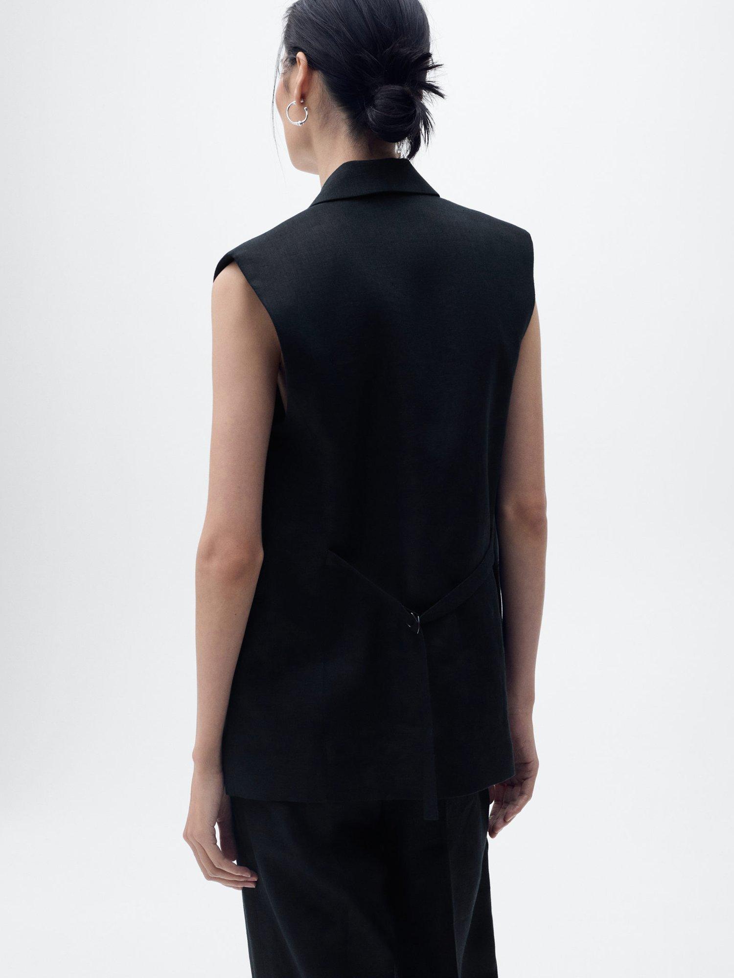 Product image 4 of 8, which shows Mango Boreli Tailored Sleeveless Blazer, Black, S