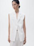 Mango Boreli Tailored Sleeveless Blazer, Natural White