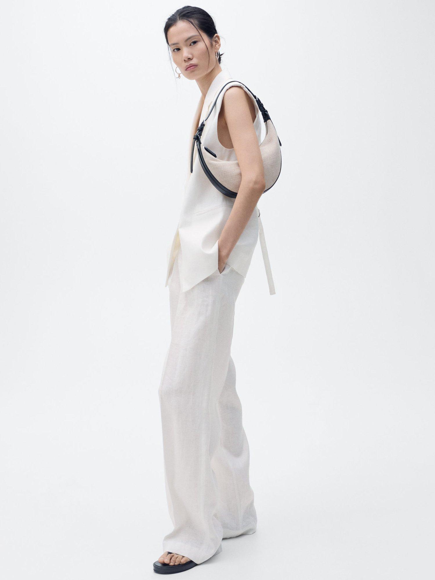 Product image 2 of 8, which shows Mango Boreli Tailored Sleeveless Blazer, Natural White, XXS