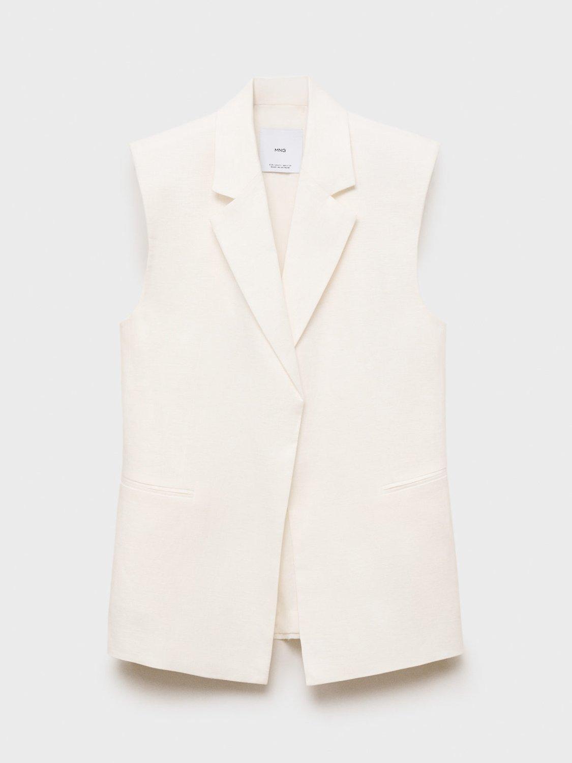 Product image 3 of 8, which shows Mango Boreli Tailored Sleeveless Blazer, Natural White, XXS