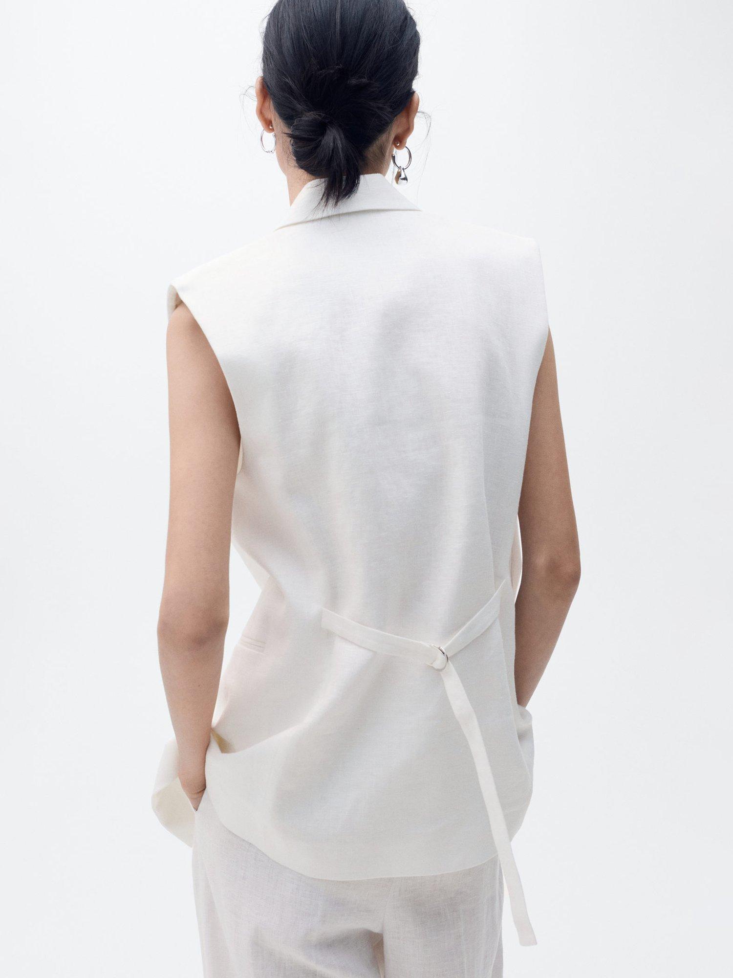 Product image 4 of 8, which shows Mango Boreli Tailored Sleeveless Blazer, Natural White, XXS