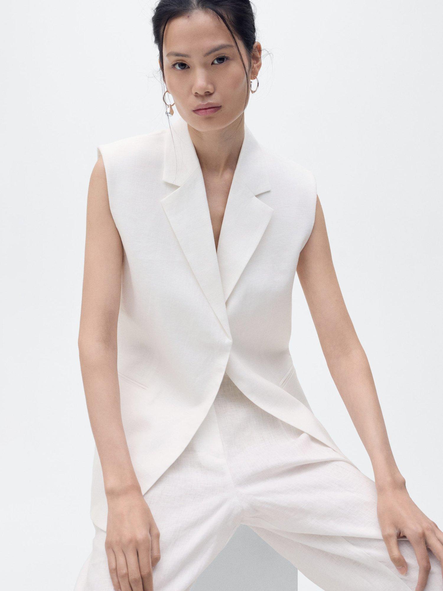 Product image 7 of 8, which shows Mango Boreli Tailored Sleeveless Blazer, Natural White, XXS