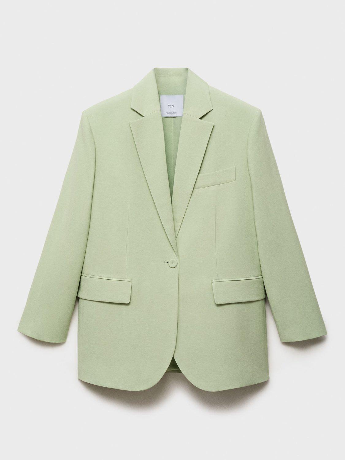 Product image 3 of 8, which shows Mango Straight-Fit Mixed Blend Suit Blazer, Green, L