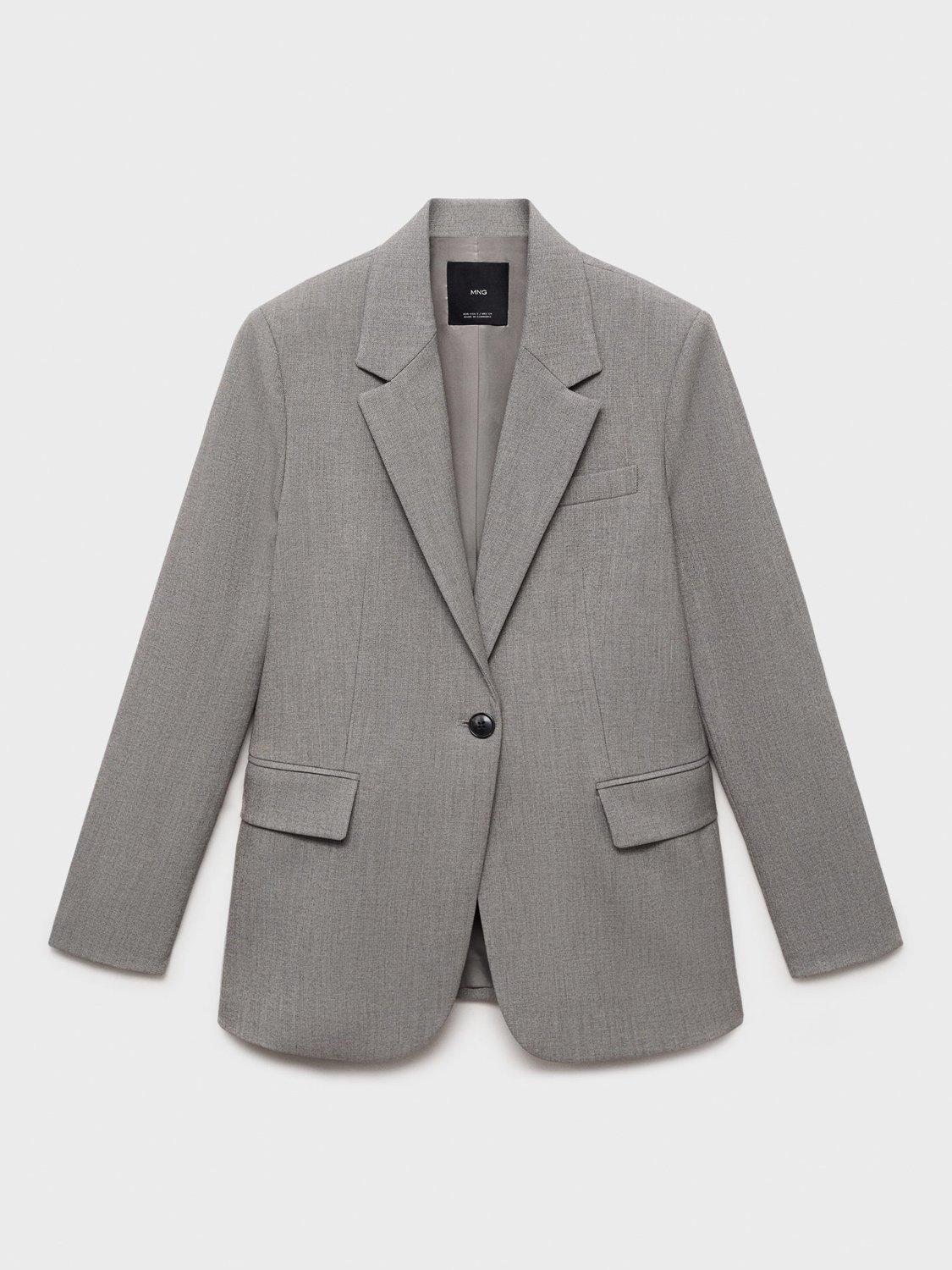 Product image 3 of 7, which shows Mango Bowery Straight Flap Pockets Blazer Jacket, Grey, L