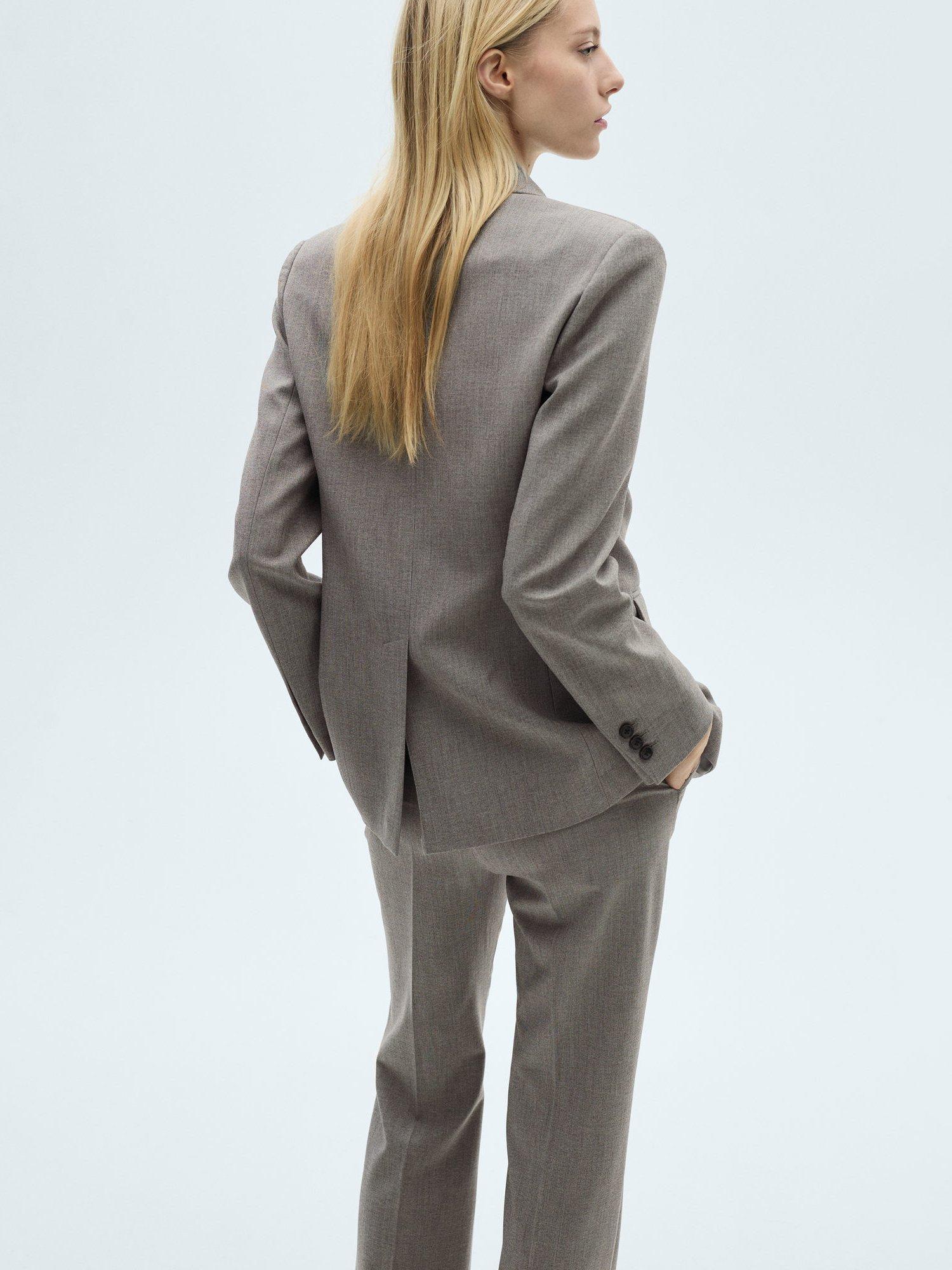 Product image 4 of 7, which shows Mango Bowery Straight Flap Pockets Blazer Jacket, Grey, L