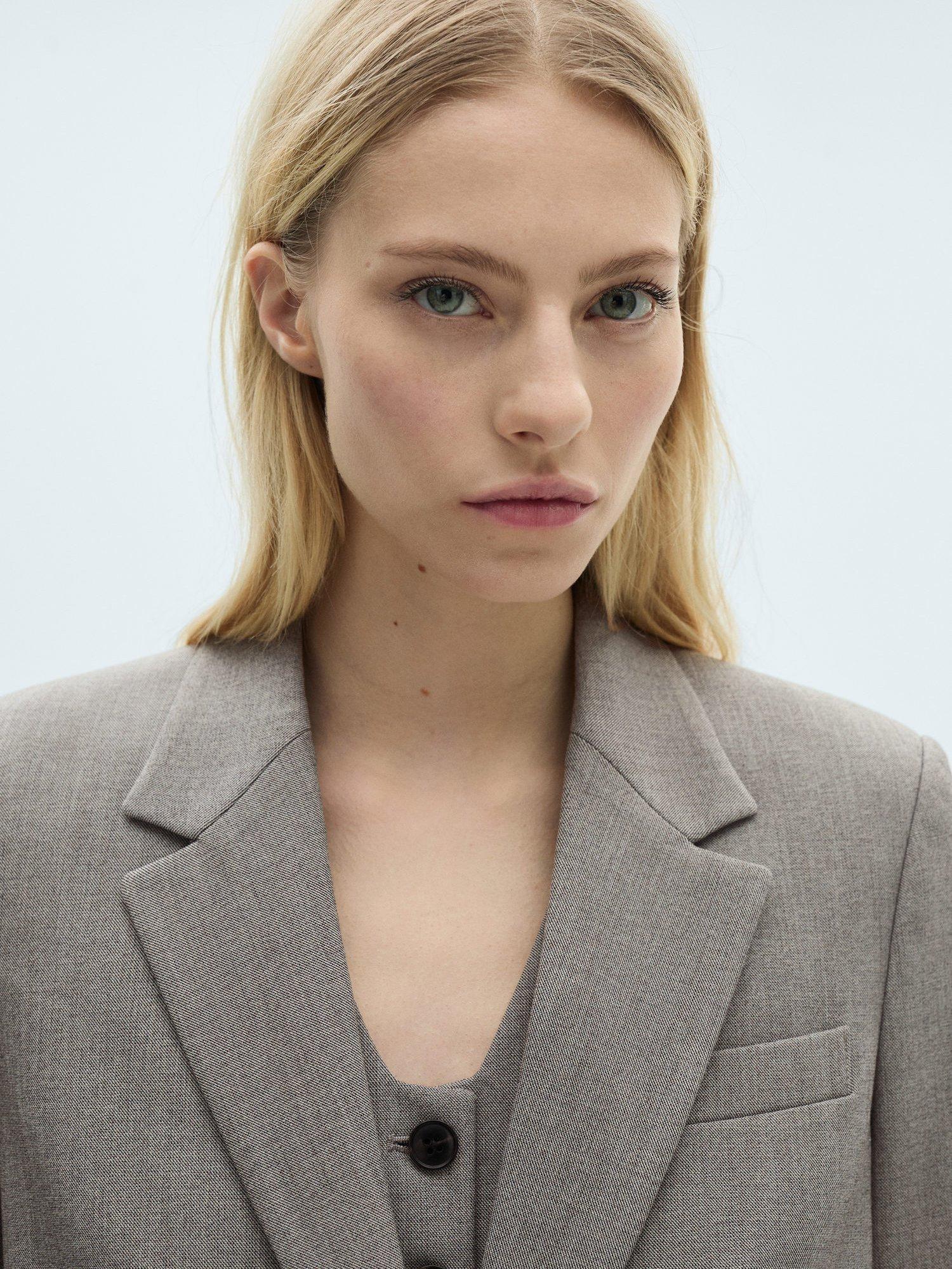 Product image 6 of 7, which shows Mango Bowery Straight Flap Pockets Blazer Jacket, Grey, L
