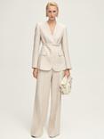 Mango Margarit Belted Linen Suit Blazer