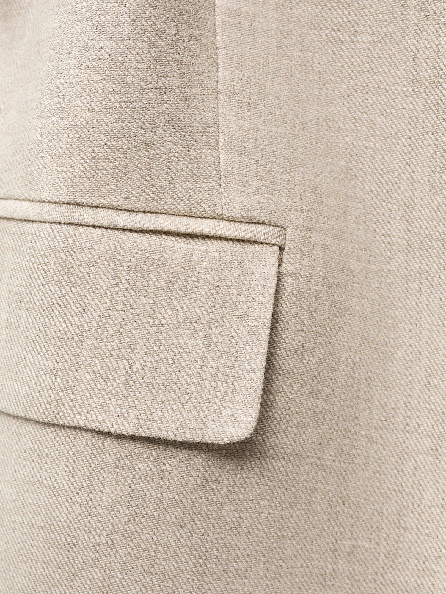 Product image 8 of 8, which shows Mango Margarit Belted Linen Suit Blazer, Beige, L