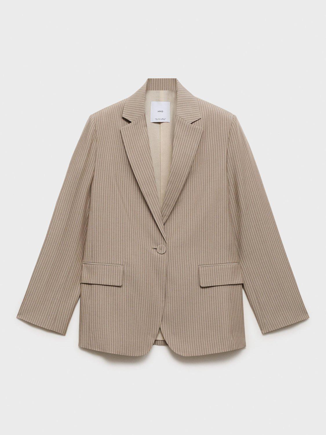 Product image 3 of 8, which shows Mango Vivian Lapel Collar Lyocell Cotton Suit Blazer, Medium Brown, XXXL