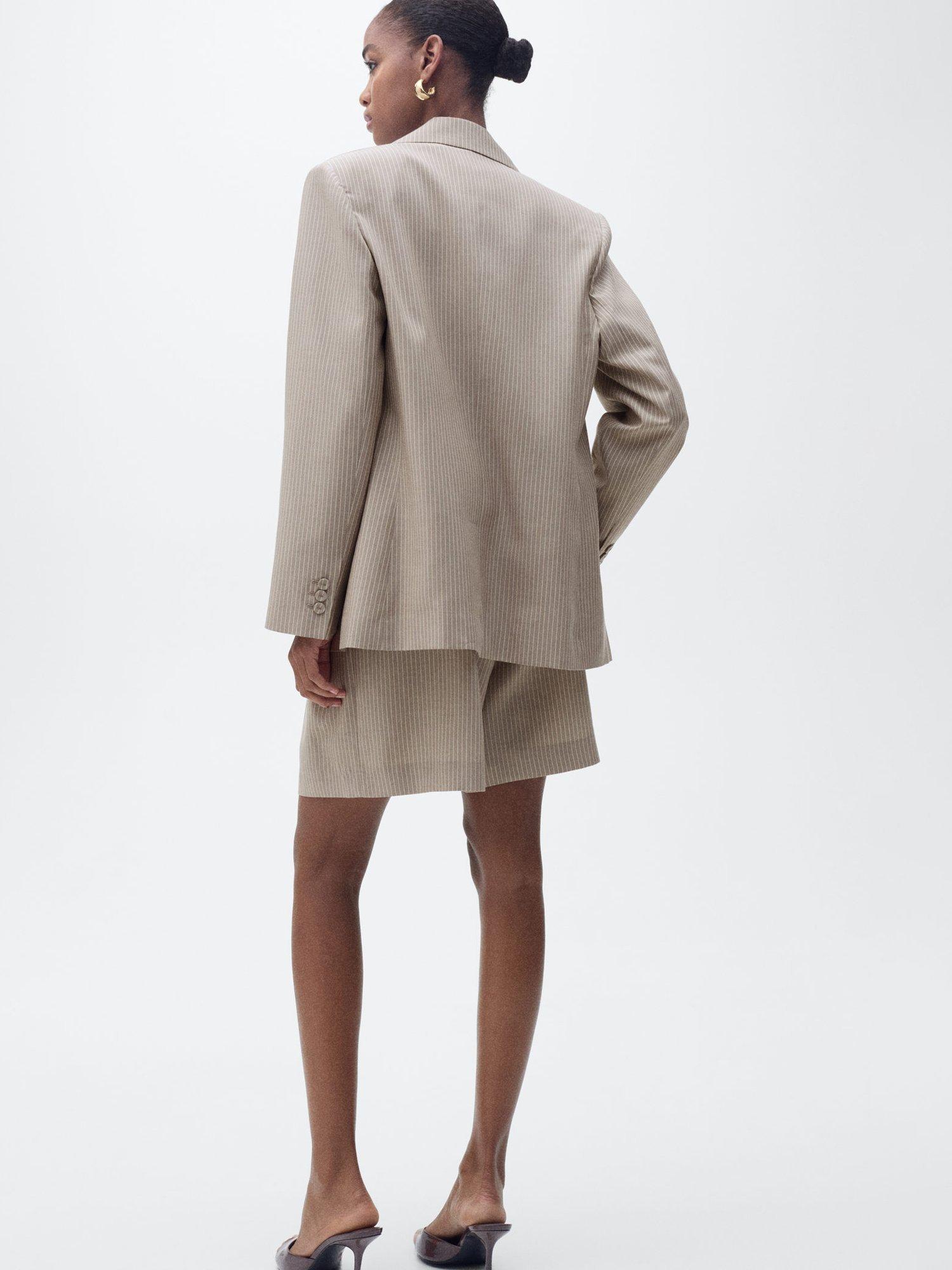 Product image 4 of 8, which shows Mango Vivian Lapel Collar Lyocell Cotton Suit Blazer, Medium Brown, XXXL