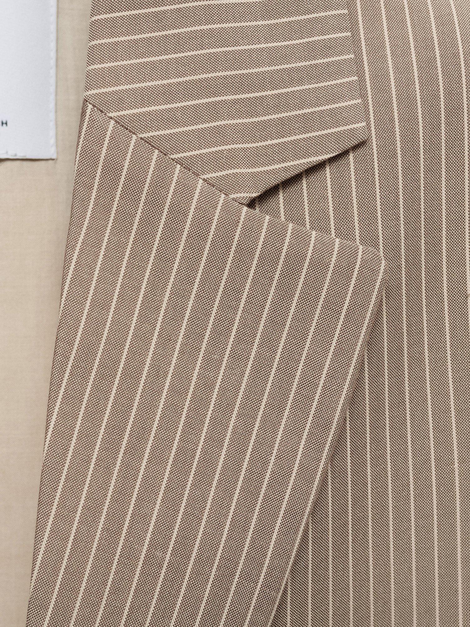 Product image 5 of 8, which shows Mango Vivian Lapel Collar Lyocell Cotton Suit Blazer, Medium Brown, XXXL