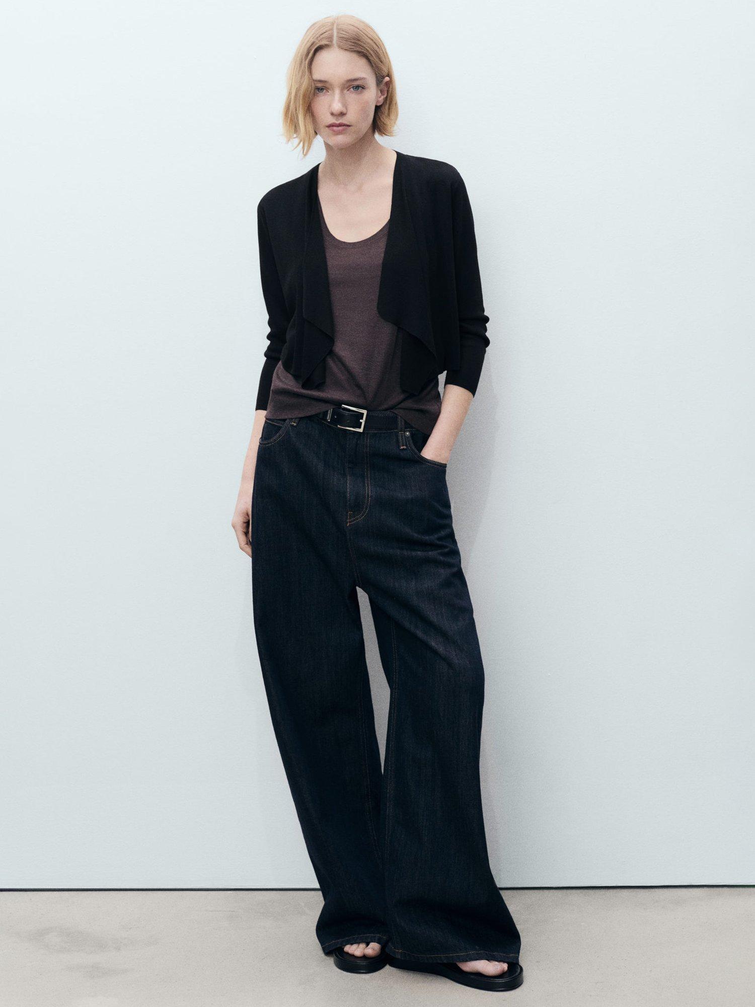 Product image 2 of 7, which shows Mango Cascada Waterfall Cardigan, Black, L